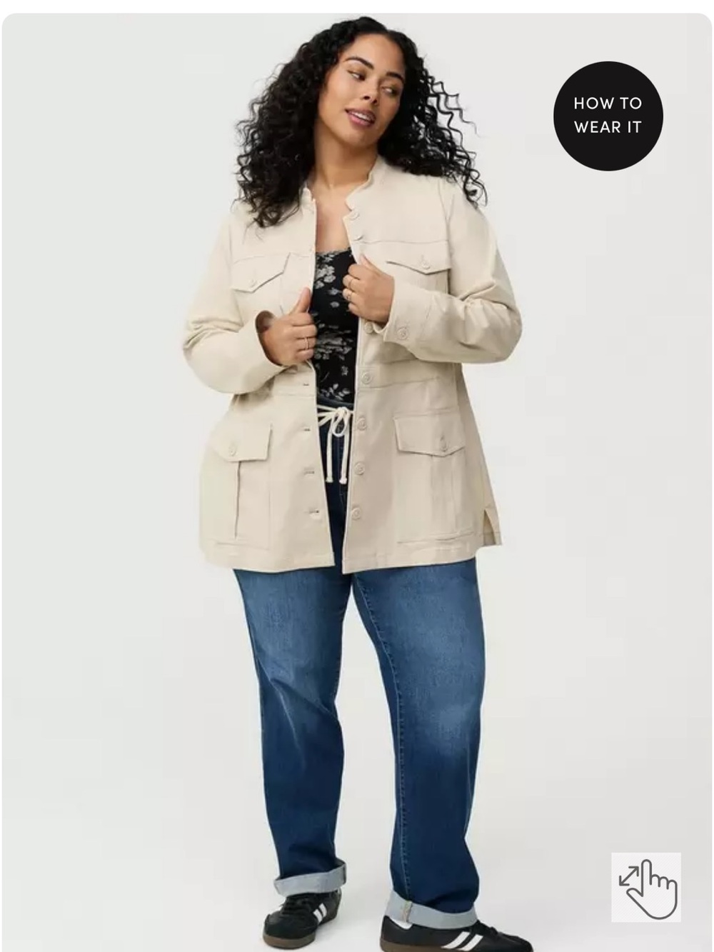 torrid Cream Utility Button-Front Jacket